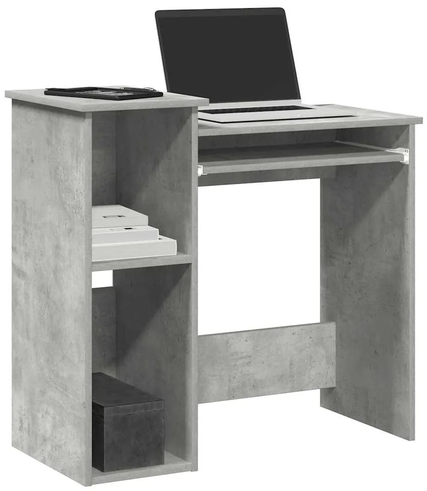 betonszürke forgácslap íróasztal polcokkal 84x40x78 cm