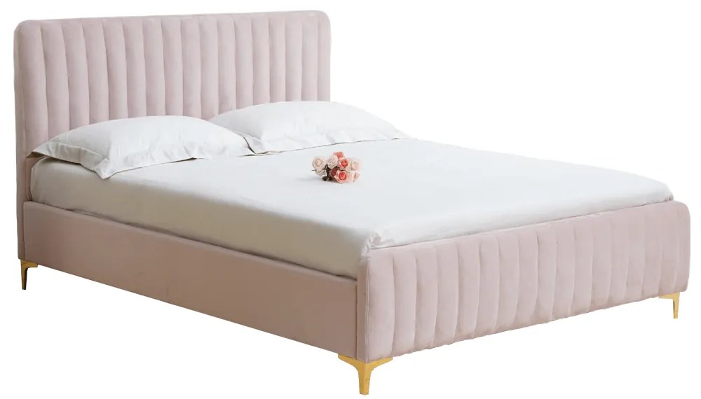 Franciaágy 180 cm Keira (rózsaszín) (ágyráccsal). 1029702