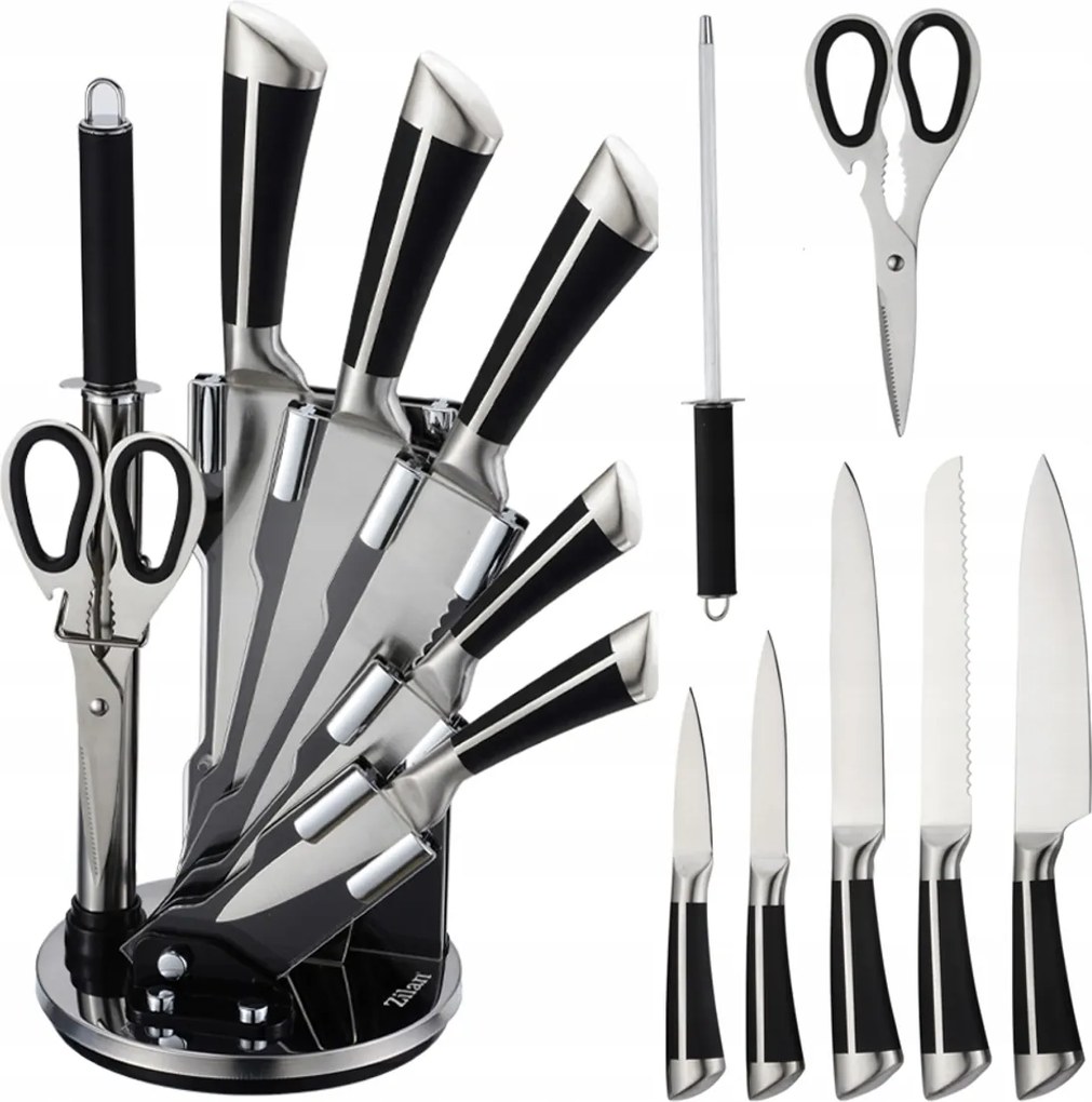 Késkészlet Forgó Állványon Olló Élező 8 Részes