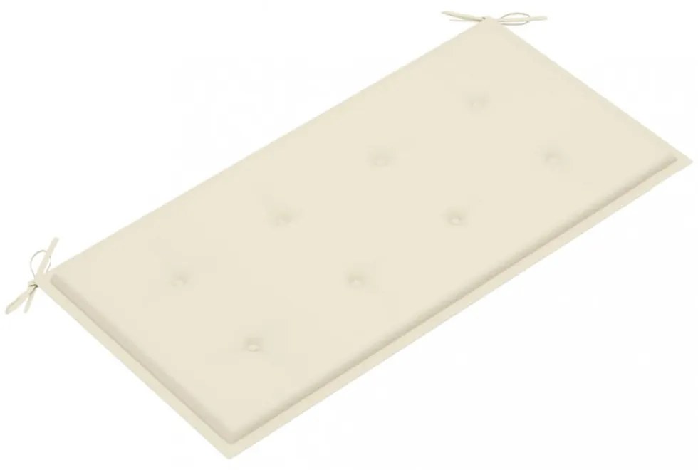 tömör tíkfa kerti pad krémszínű párnával 112 cm