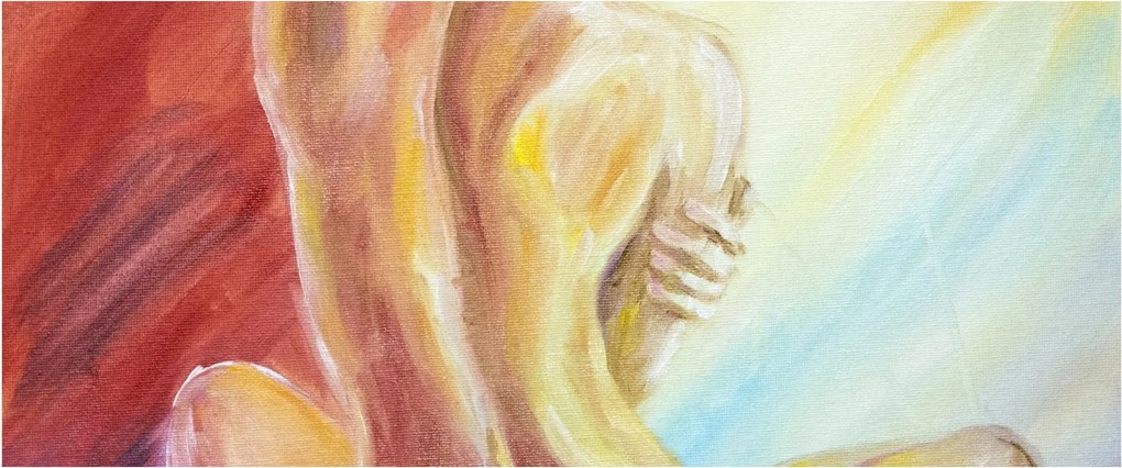 Pihenő nő képe, olajfestmény (120x50 cm)