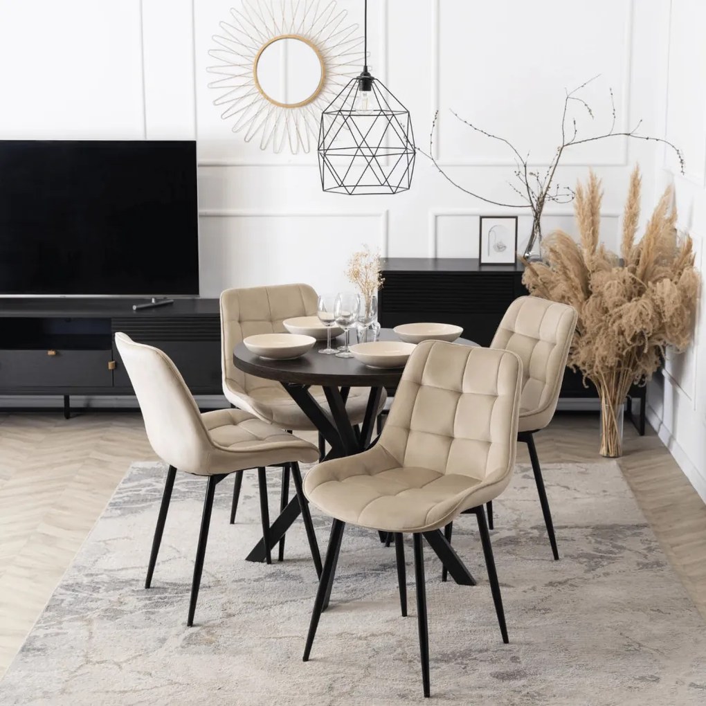 Bővíthető Étkezőasztal Fekete Színben. DORIAN 80-160 cm