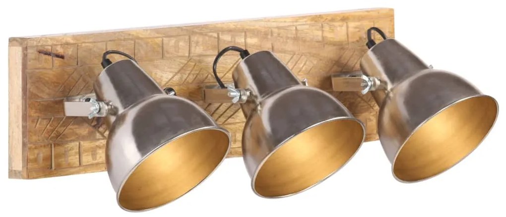 ezüstszínű tömör mangófa ipari falilámpa 70 x 23 cm E27