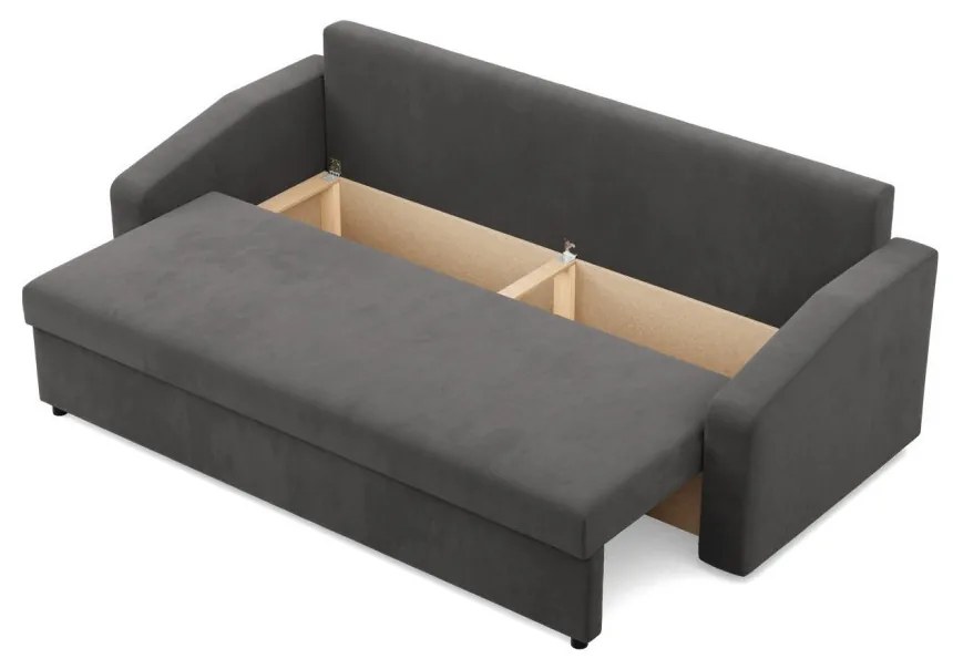 Zeus kanapéágy, szövet anyag, hab töltet, döntött kartámasz, szürke