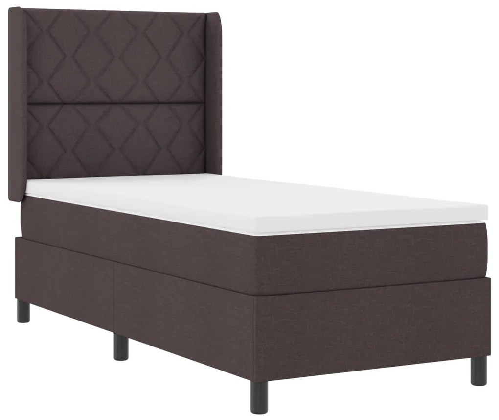 Boxspring Ágy Matrac és LED világítással Sötétbarna 90x200 cm Szövet
