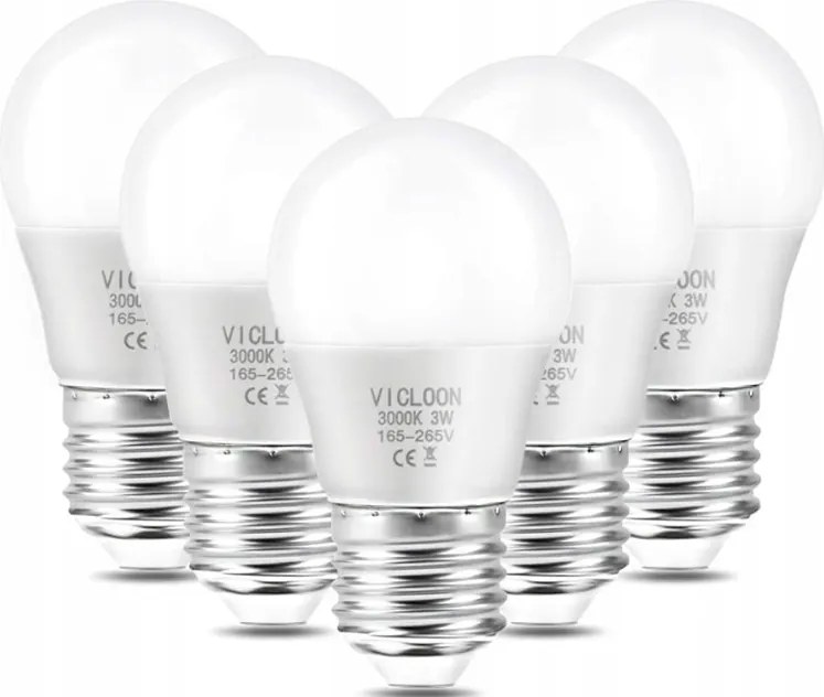 Vicloon Led izzó szett 3W E27 3000K fehér 5 db