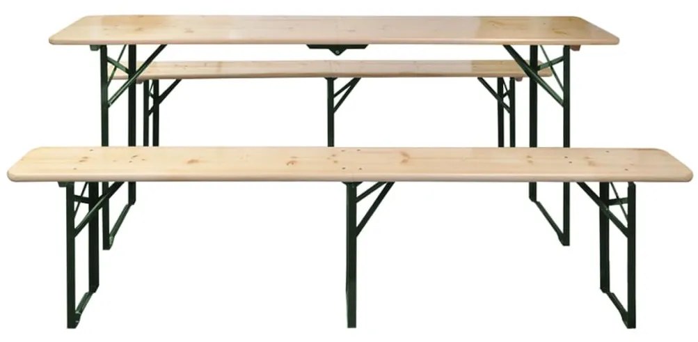 összecsukható fenyőfa sörasztal 2 sörpaddal 220 cm