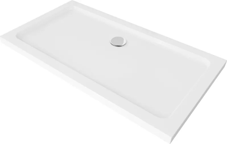Mexen Flat téglalap alakú zuhanytálca slim 120 x 70 cm, fehér, króm szifonnal - 40107012