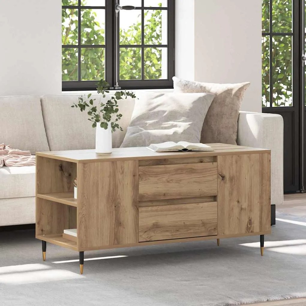 Dohányzóasztal kézműves tölgy 102 x 44.5 x 50 cm Faanyag