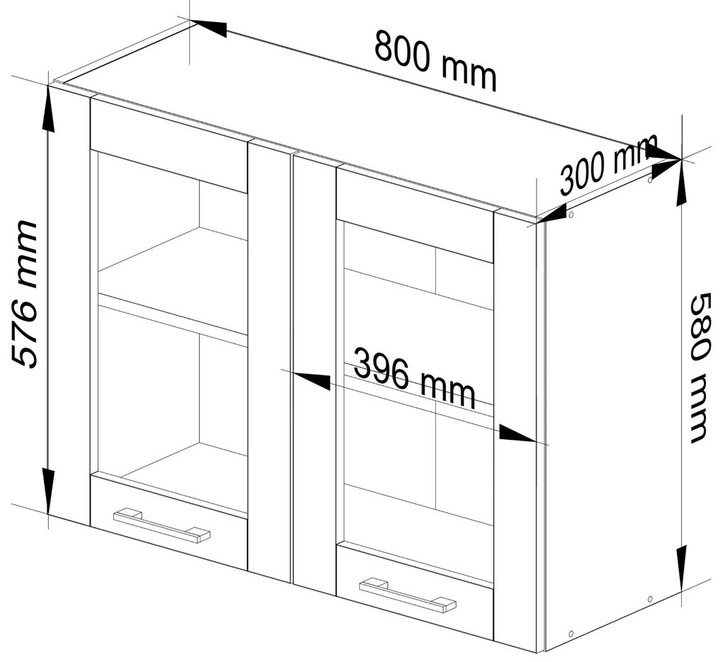 Felső konyhai vitrin Organo 580 (fehér + beton). 1117504