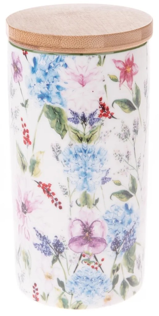 Flower Garden porcelán doboz bambusz fedéllel, 500 ml