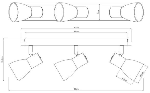 Globo 54307-3 - CLAUDE 3xE14/40W spotlámpa, fekete, 230V