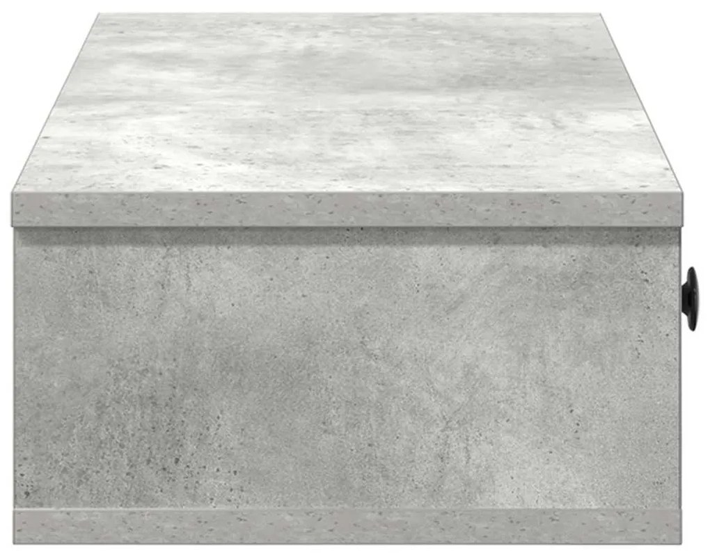 betonszürke szerelt fa falipolc fiókokkal 100 x 37,5 x 19 cm