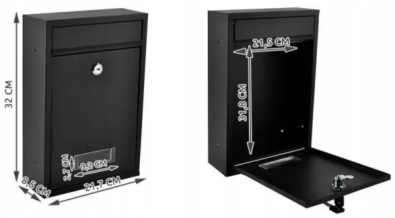 Postaláda 21,7x32 cm fekete