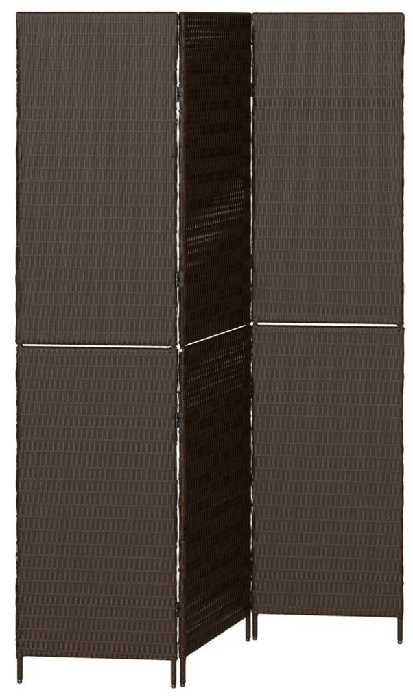 Szobai Elválasztó 3 Paneles Összecsukható Barna 146x180 cm Poly Rattan