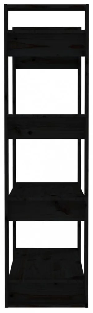 fekete tömör fenyőfa könyvszekrény/térelválasztó 80x35x125 cm