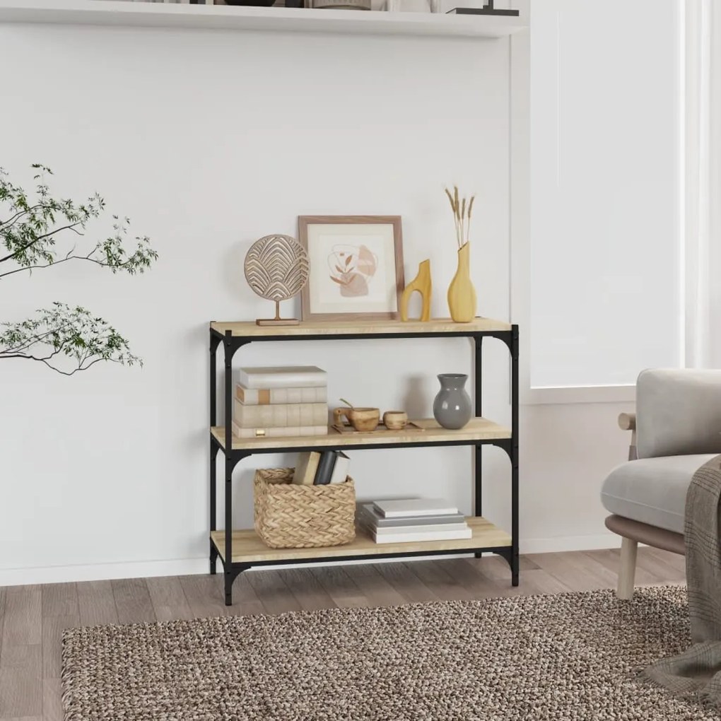 sonoma tölgy szerelt fa és acél könyvszekrény 80 x 33 x 70,5 cm