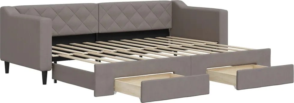 vidaXL tópszínű kihúzható bársonyheverő fiókokkal 80 x 200 cm