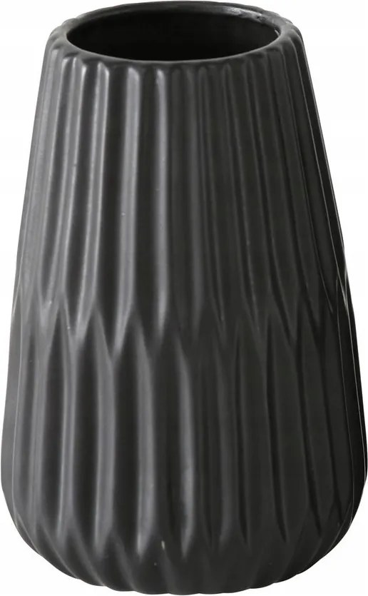 Kerámia Váza, Mázas, Fekete Csíkos, 17 X 8 CM, Vízálló