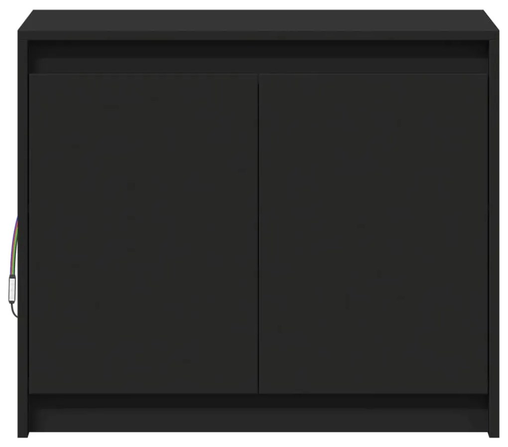 fekete szerelt fa tálalószekrény LED-del 72 x 34 x 61 cm