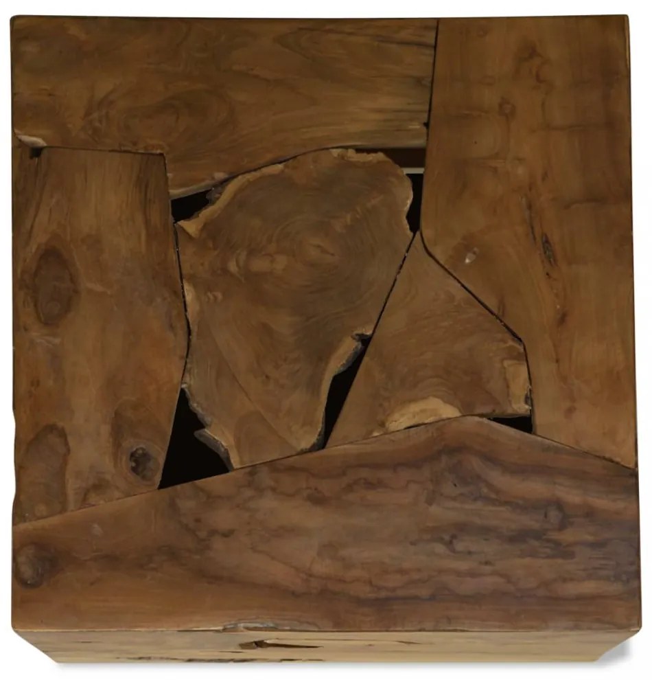 barna, valódi tíkfa dohányzóasztal 50 x 50 x 35 cm