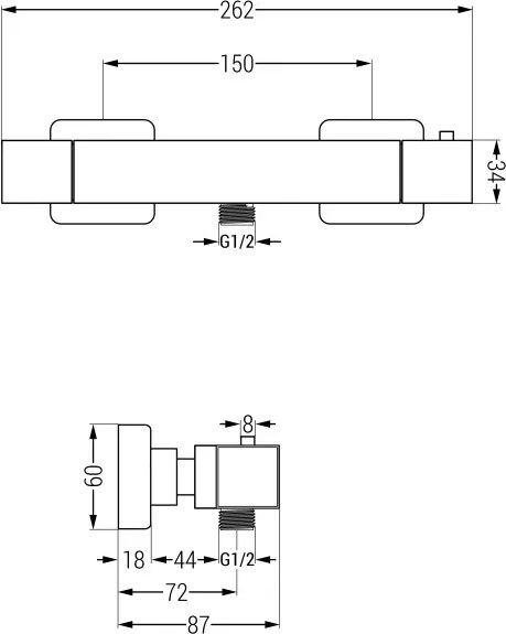 Mexen Cube Tord külső zuhanykészlet esőztető fejjel és termosztátos zuhanycsappal, fekete - 77200200-70