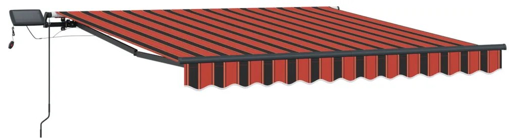 Manuális behúzható napernyő LED világítással Narancs és Barna 300x250 cm