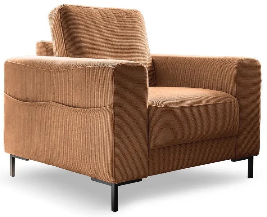 Narancssárgásbarna kordbársony fotel Lofty Lilly – Miuform