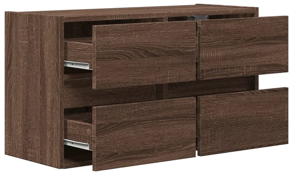 barna tölgyszínű fali TV-szekrény LED-del 80 x 31 x 45 cm