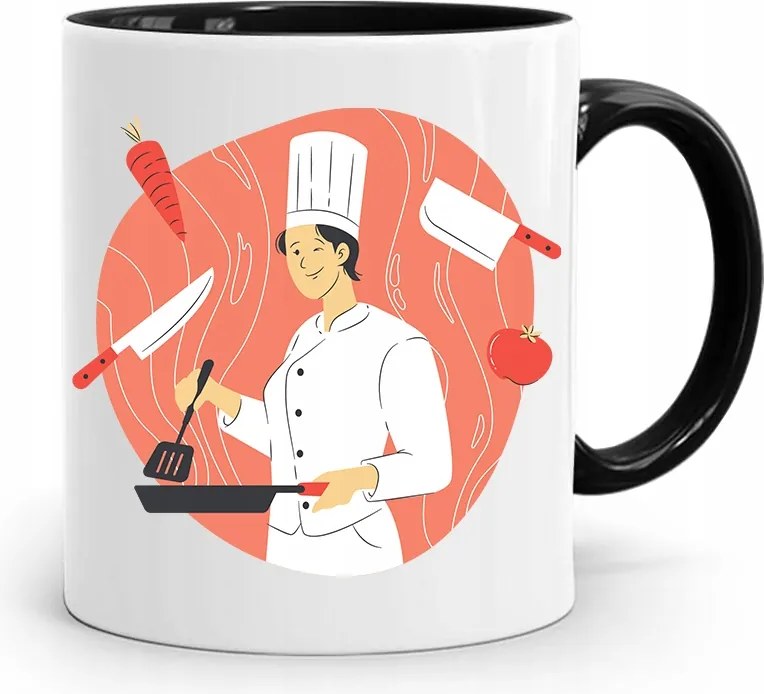 Fekete Bögre Ajándék Szakácsnak Cook nyomott mintával