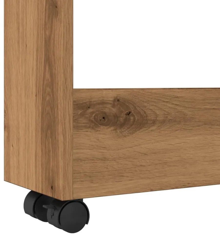 3 szintes kézműves tölgy színű szerelt fa keskeny tárolókocsi