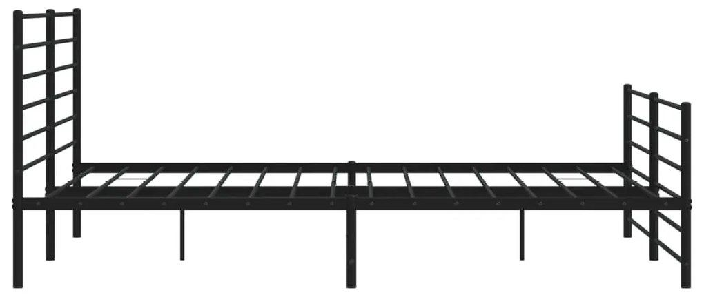 fekete fém ágykeret fej- és lábtámlával 200 x 200 cm