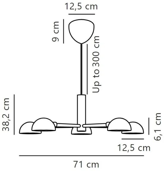 DFTP by Nordlux - Csillár zsinóron NOMI 5xE14/8W/230V fekete