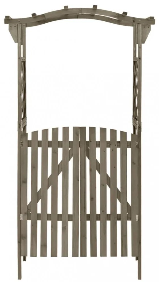 szürke tömör fenyőfa pergola kapuval 116 x 40 x 204 cm