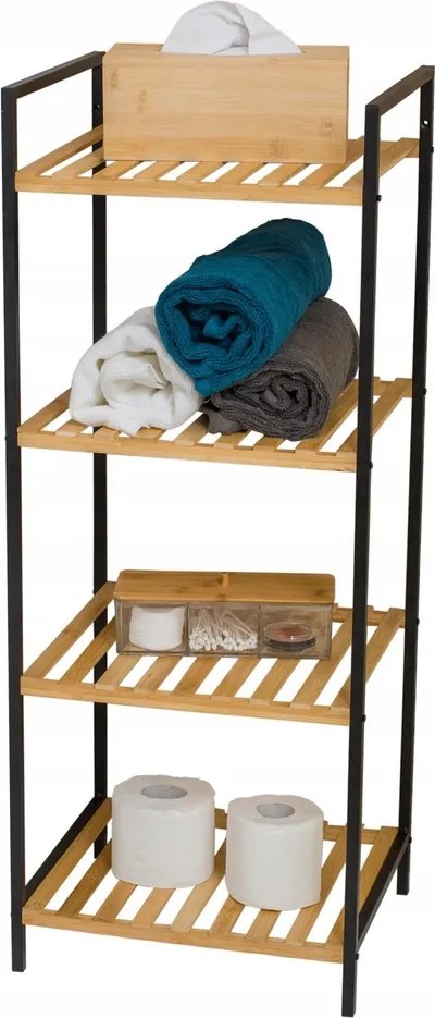 Fürdőszobai polc bambusz 4 polc 95 cm Fürdőszobai polc Fém Bambusz Loft