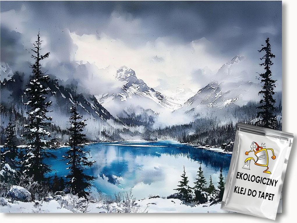 Fotótapéta Flizelina Tájkép Hegyek Csúcsok Tó Tél Hó 100x75 ragasztó