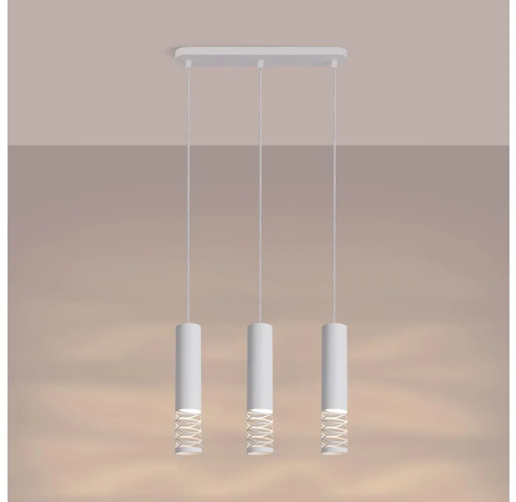 Sollux SL.1688 - Csillár zsinóron LAMI 3xGU10/10W/230V fehér