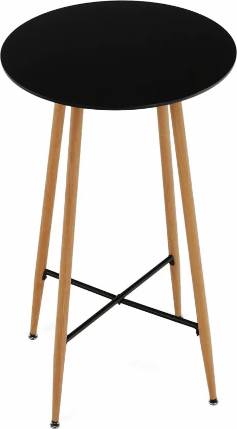 Bárasztal, fekete/tölgy, átmérő 60 cm, IMAM