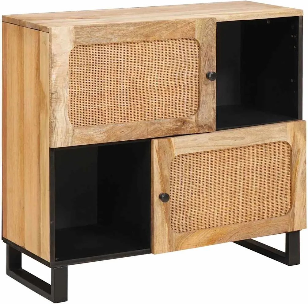 vidaXL Széf tárolóval ajtóval Barna 80 x 33 x 75 cm Tömör Mangófát