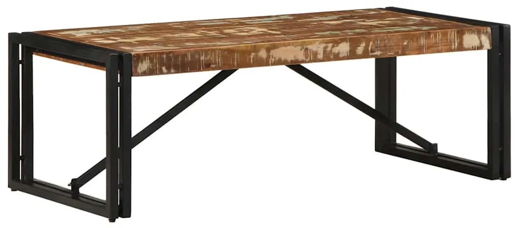 többszínű tömör újrahasznosított fa dohányzóasztal 100x50x35 cm