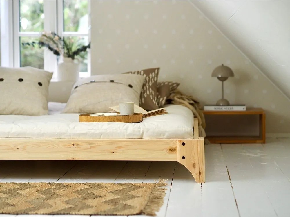 Borovi fenyő franciaágy ágyráccsal 160x200 cm Elan – Karup Design