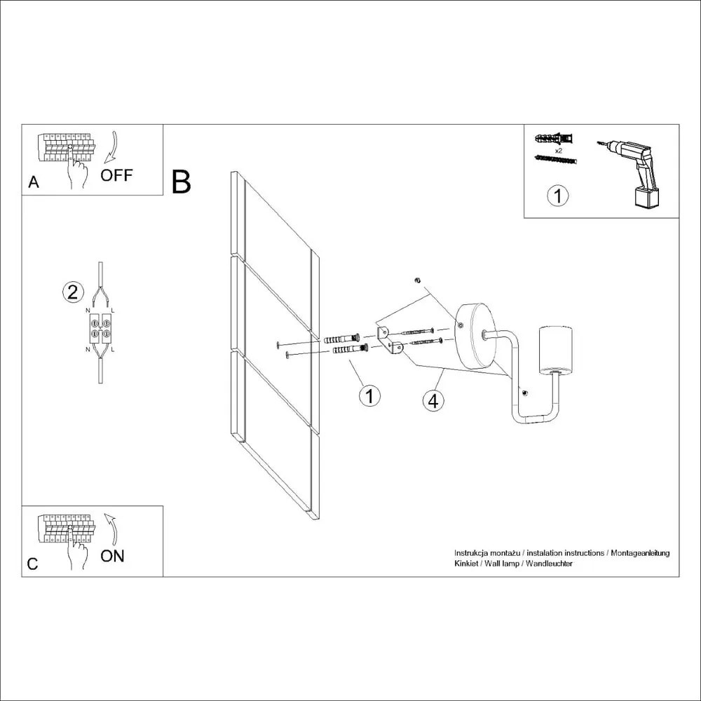 Natúr színű fali lámpa Dazzle – Sollux
