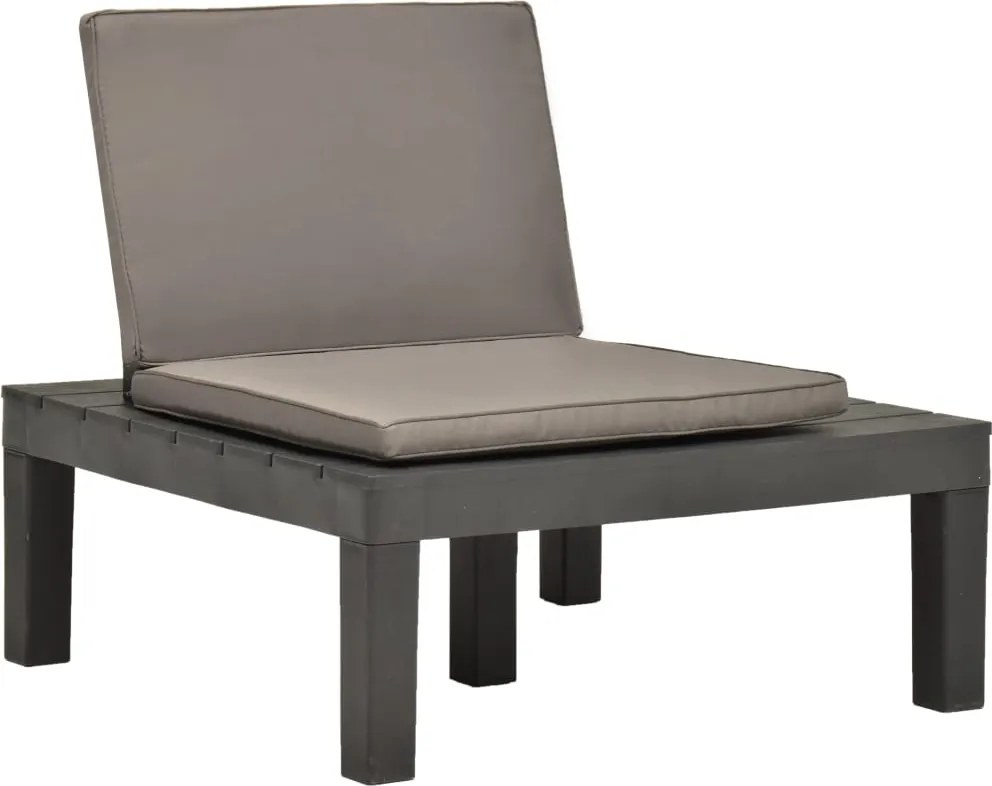 vidaXL antracitszürke műanyag kerti társalgószék párnával