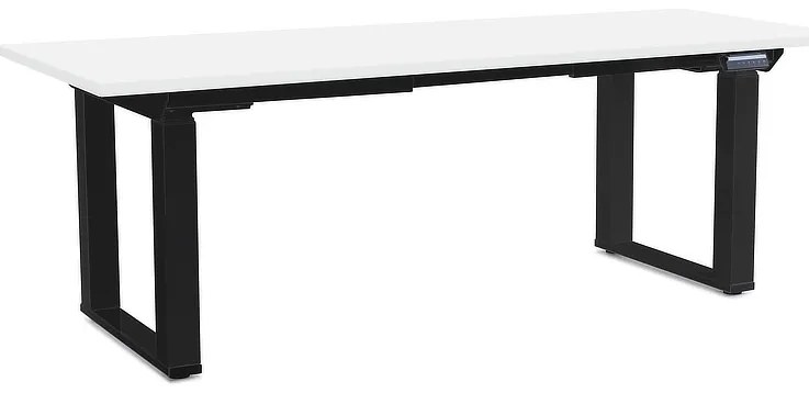 OfficeTech Strong állítható magasságú asztal 200 x 80 cm, fekete alap, fehér