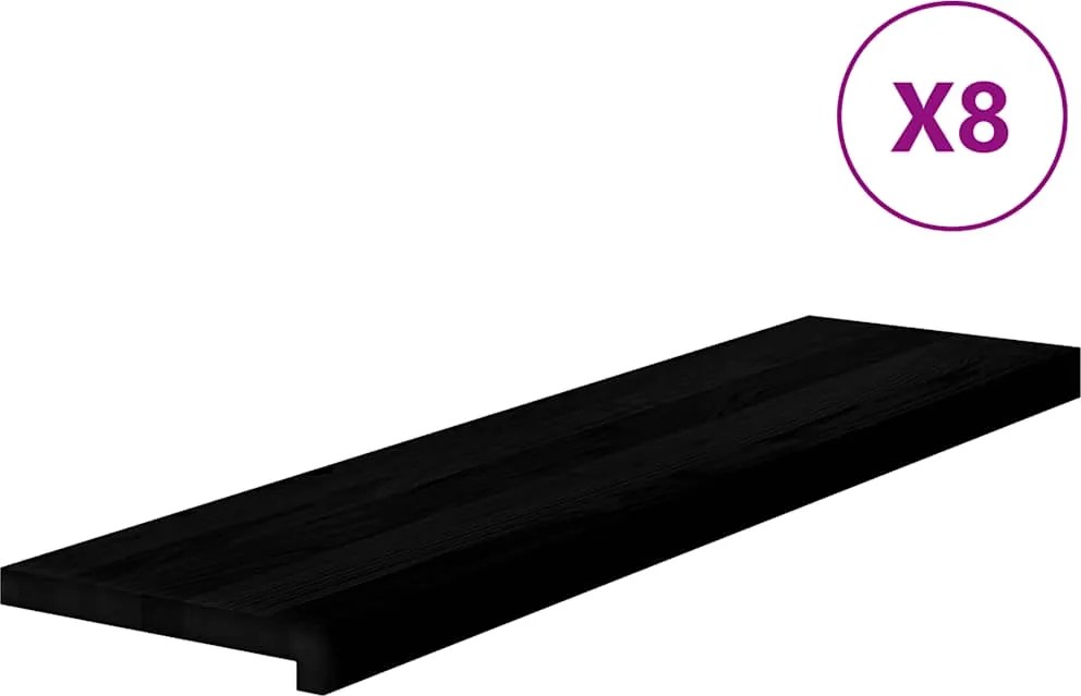 vidaXL lépcsőfokok 8 db Sötétbarna 100x25x2 cm tömör fa tölgyfa