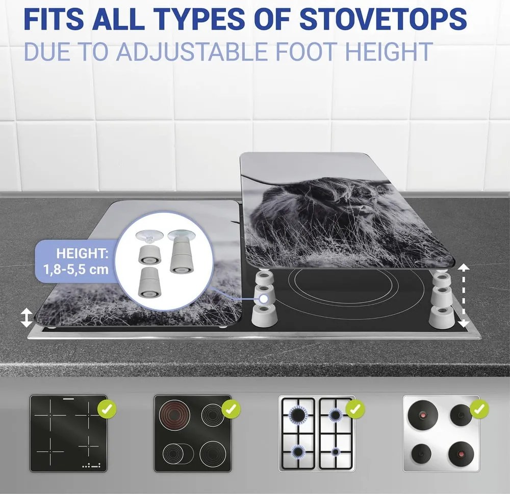 Edzett üveg tűzhely fedőlap szett 2 db-os 30x52 cm Universal Highland Cattle – Wenko