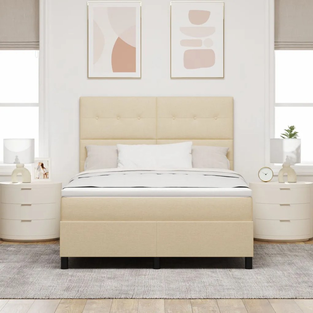 Box Spring Ágy Matraccal Krém 140x200 cm Szövet