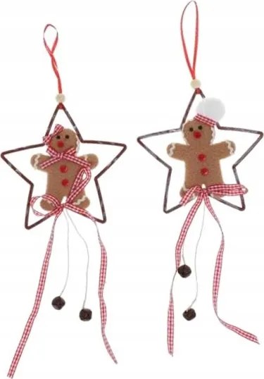 708095 Karácsonyi Medál Süti Emberke Csillag 14CM