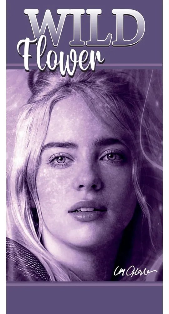 Lila pamut gyerek fürdőlepedő 70x140 cm Billie Eilish – Jerry Fabrics