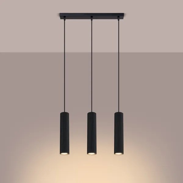 Sollux SL.1575 - Csillár zsinóron KARBON 3xGU10/10W/230V fekete